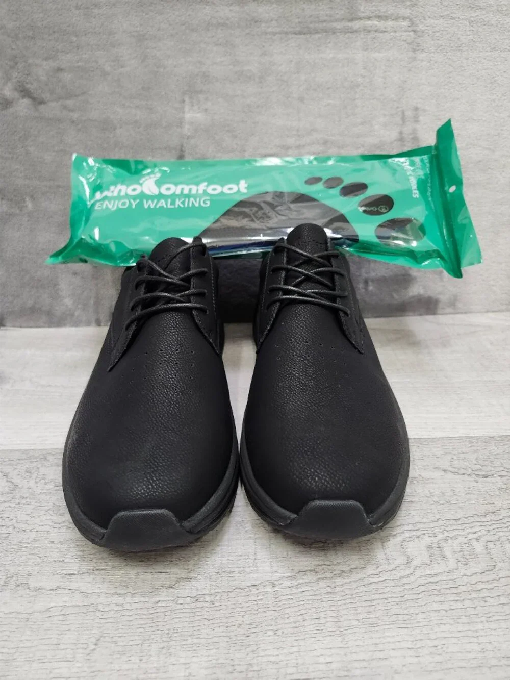 OrthoComfoot Men EU 44 (US 11) Black Leather Dress Shoes NIB